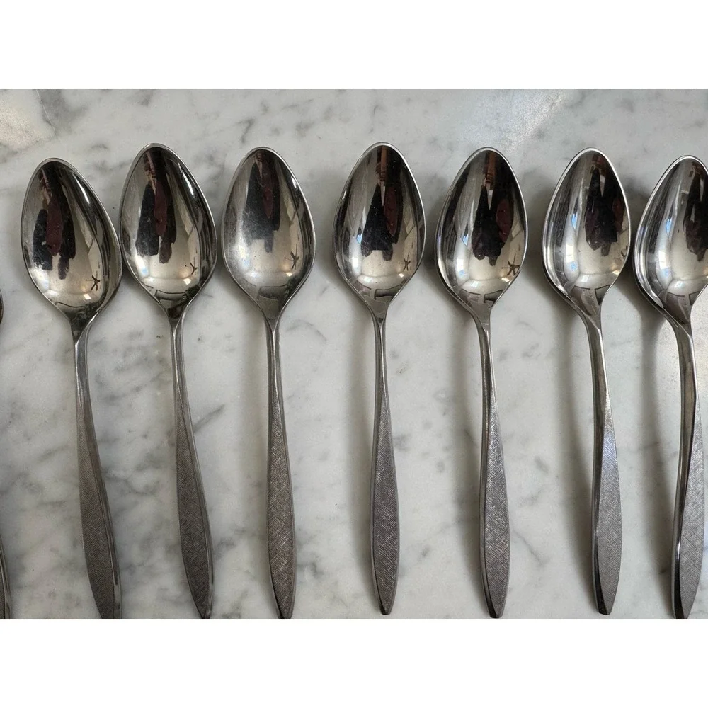 Vintage EKCO Eterna CORSAIR Tablespoons Stainless Flatware MCM Japan Set (7)
